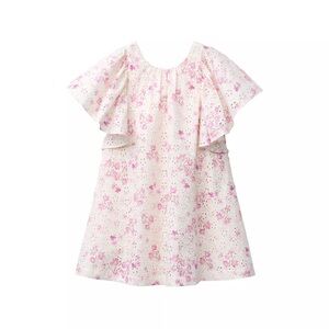 Zara pink and white embroidery cotton dress